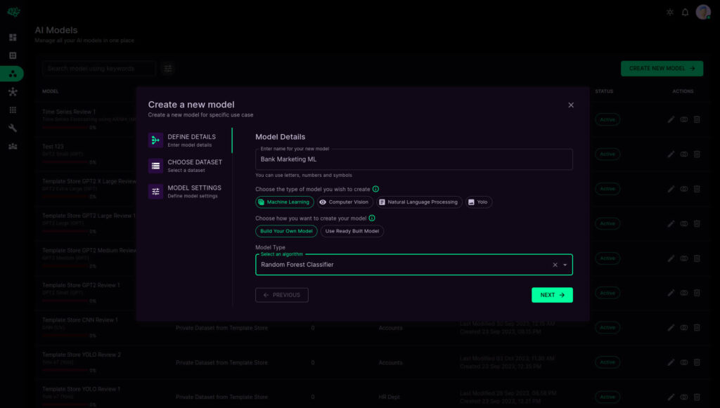 Rich Selection of AI Algorithms on Workbench
